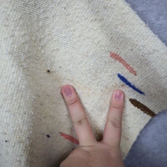 Central American Hand Woven Poncho Fring Bottom Aztec‎ - Picture 4 of 10